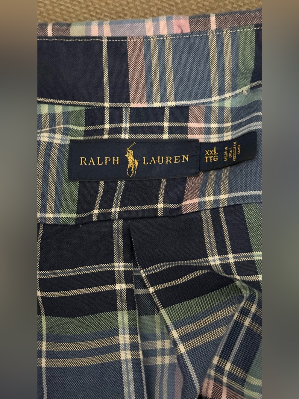 Vintage Ralph Lauren Blue Plaid Button-Down Shirt Women’s Oversized | Men’s XXL - Picture 5 of 5